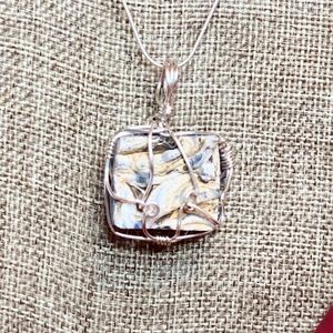Sterling Silver Wire Wrap Druzy Stone Custom Necklace - NEW